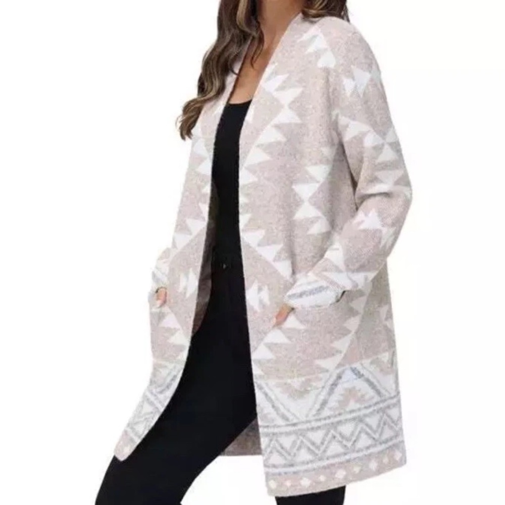 (NWT)Frye Tan White Aztec Southwest
Open Cardigan Sweater XL